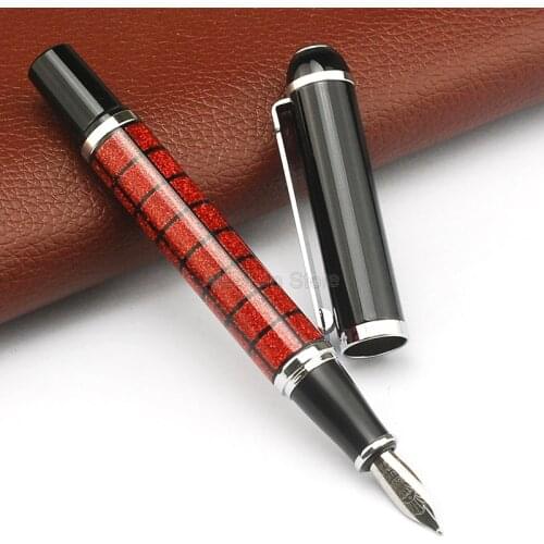 Duke Starlight Fountain Pen Beautiful Glitter Grid Pattern and Red Jewels on Top Collection For Office & Home Business Gift Pens