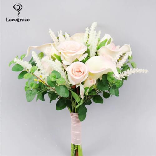 White Bridal Bouquet Artificial Roses Wedding Bouquet for Bridesmaids Bride Wedding Flowers Bridal Bouquet Marriage Accessories