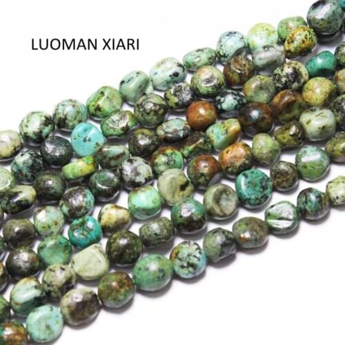 LUOMAN XIARI Natural Irregular African Turquoise Stone Beads For Jewelry Making DIY Bracelet Material about 9-11mm Strand 15