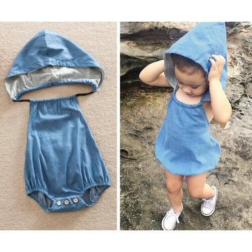 Infant Baby Girl Boy Jean Hooded Bodysuit Playsuit Clothes bebe Ropa de Bebe Bodysuits Jumpsuit Clothing Newborn-Baby-Clothes