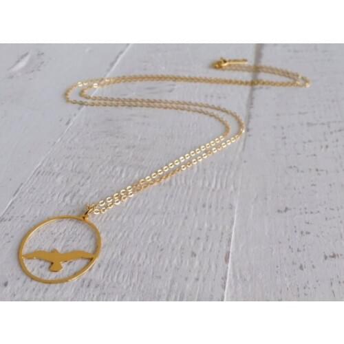 Long Gull Necklace, Sea Gull Silhouette, Long Necklace, Gold Necklace, Minimalist Necklace, Marine life Jewelry, Nature, sea lif