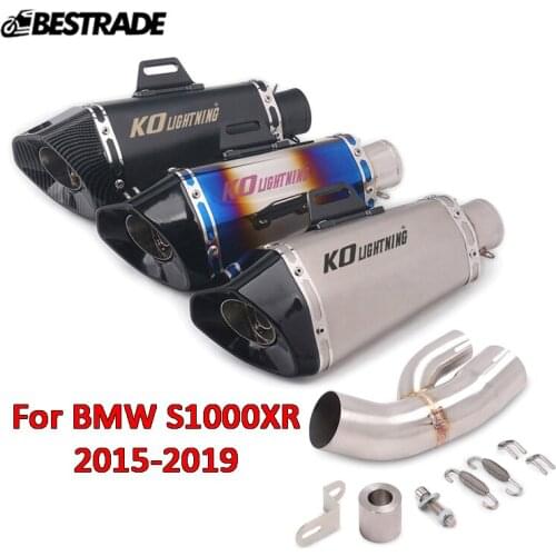For BMW S1000XR 2015-2019 Modified Exhaust System Connect Mid Middle Link Pipe Slip On 51mm Muffler Tube Escape Stainless Steel