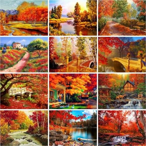 EverShine Landscape Full Square Diamond Painting Tree Cross Stitch Diamond Embroidery Sale Autumn Scenery Home Decoration