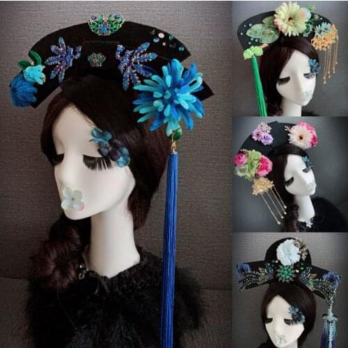40 Designs Qing Princess Velvet Flower Qitou Headwear Hair Tiara Thematic Photography Hair Piece TV Play Story of Yanxi Palace