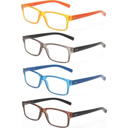 4 Pack Spring Hinge Reading Glasses Rectangular Fashion Quality Readers for Men and Women