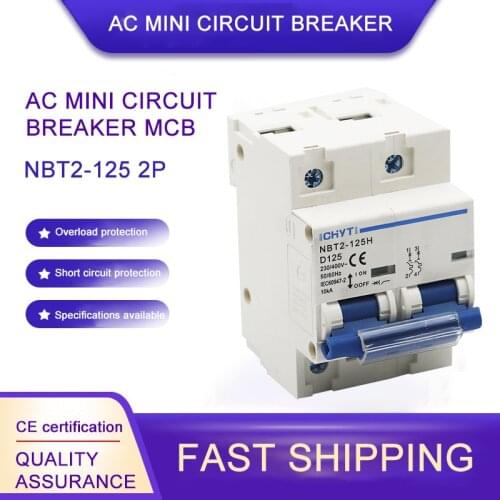 ICHYTI NBT2-125 2P 80A100A 125A 230/400VAC MCB Circuit Breaker Miniature main switch D Curve Mater Switch