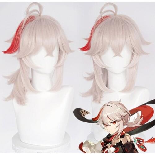 Game Genshin Impact Kazuha Cosplay 36cm Short Wig Cosplay Wigs Heat Resistant Synthetic Wigs Halloween+Free Wig Cap