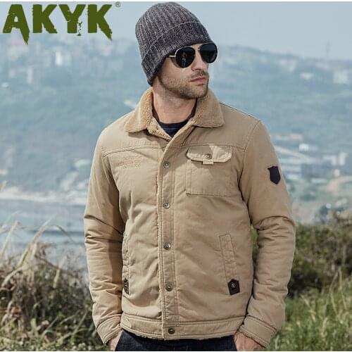AKYK 2019 new winter Lapel mens cotton jacket loose large casual pure cotton coat
