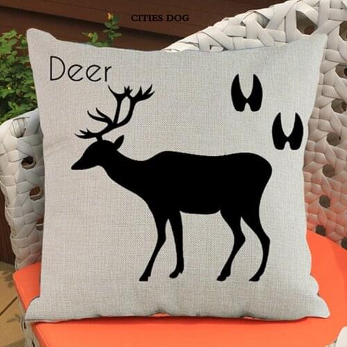 Black animal silhouette Dog Print Linen Cushion Cover Decorative Pillow Case For Chair Sofa Home Decor Throw Pillows 45x45cm