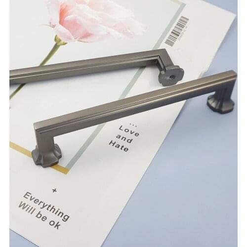 MFYS 5'' Dark Gray Kitchen Cabinets Handles Modern Drawer Pulls 5 inch Zinc Alloy Furniture Fittings Wardrobe Knobs Pull Handles