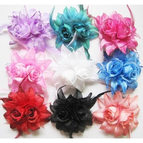 Double flower Fashion Hair Accessories hair rose Women brooches hair bands for party dancing girls gift for kids