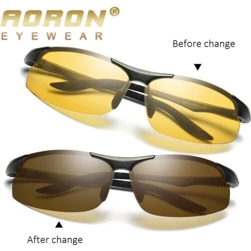 Men aluminum-magnesium car driver night vision goggles anti-glare polarizer sunglasses Polarized Driving Glasses Photochromic