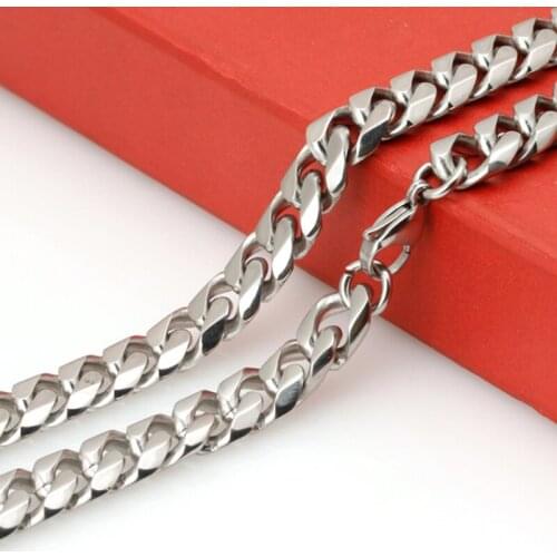 Hip Hop Mens 6/8/10mm 316L Stainless Steel Curb Cuban Link Chain Necklace for Men Women Jewelry Charms Gift