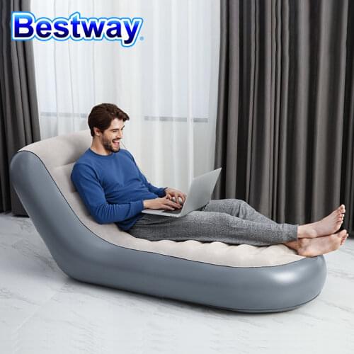 Bestway 75064 Inflatable Lazy Sofa Sleeping Reclining Chair Comfortable Flocked Sofa Bed Multi Max II Air Couch