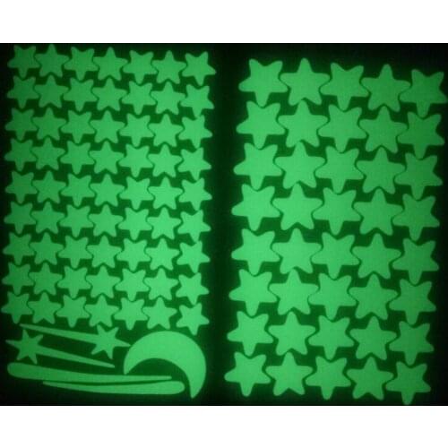 KAKUDER Glow In The Dark Star Wall Stickers 2 Set 103 Pcs Star Wall Stickers Star Moon Luminous Kids Room Decor Green
