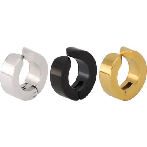 Han Edition of Stainless Steel Titanium Steel Flat Circular Ear Clip False Ear Clip Earrings Allergy No Ear Holes Clip Earrings