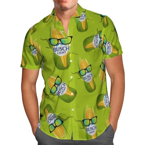Corn 3D Beach Hawaiian 2021 Summer Green Anime Shirt Short Sleeve Shirt Streetwear Oversized 5XL Camisa Social Chemise Homme