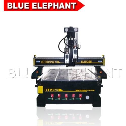 Pneumatic system multi spindle cnc wood carving machine, cnc router 1325 double Italy spindle 4.5kw