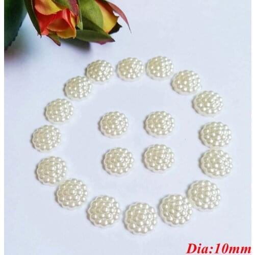 100Pcs/lot 10mm Imitation Pearls Half Round Flatback Flower Beads Wedding for Cards Embellishments DIY Decoration