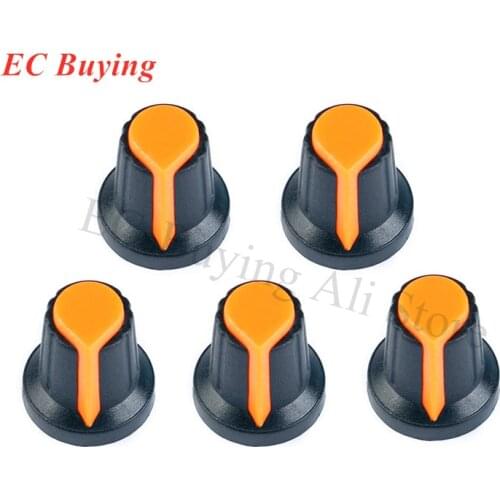 5pcs WH148 Potentiometer Knob Cap 6mm Shaft Hole Orange For Rotary Taper Potentiometers Encoder 15mm*7mm