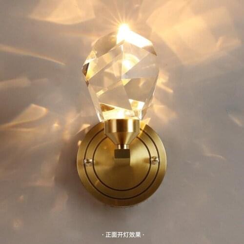 Modern Crystal Wall Lamp Copper Lampholder Simplicity Sconce Lamp For Living Room Bedroom Restroom Indoor Loft Stair Light