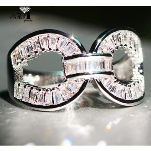 YaYI Jewelry Fashion Princess Cut Prong Setting White Cubic Zirconia Silver Color Engagement Wedding Party Leaves Gift Rings