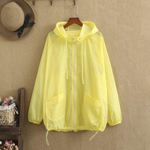 Plus Size 4XL Summer Long Sunscreen Clothing Nylon Fabric Long Sleeves Hoodie Zipper Leisure Sunscreen Suit Looser Summer Jacket