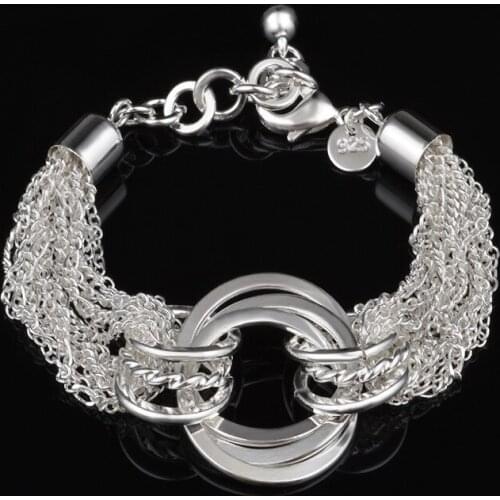 Fashion 3 Circles Charm Bracelets For Women Free Shipping Silver Plated Bracelet Female Jewelry Link Chain Accessories 2020