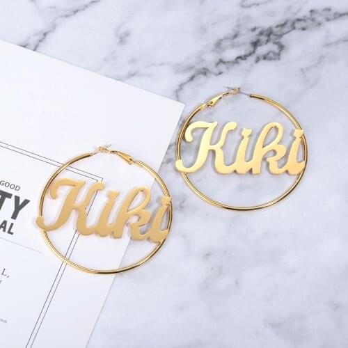 1 Pair Personalized Name Stainless Steel Letter Earrings For Women 3 Color Custom Name Cricle Earrings Weddings Party Jewelry