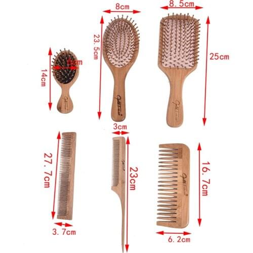 1PC Wood Comb Professional Healthy Paddle Cushion Hair Loss Massage Brush Hairbrush Comb Scalp Hair Care Healthy bamboo comb