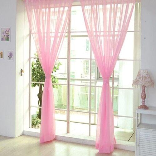 1 Pc Home Voile Pure Color Window Curtain Tulle Panel Sheer Scarf Valance Decor