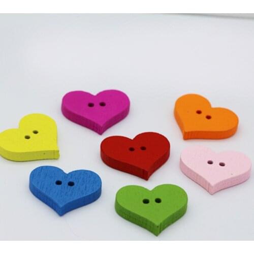 1000pcs 15x20mm Mixed Wood Heart Buttons Sewing Button Bontons 2 Holes Embellishments Scrapbooking Cardmaking