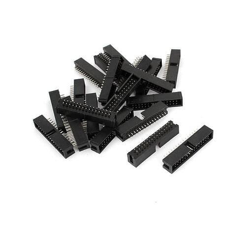 20Pcs IDC Box Header DC3-30P 30 Way 2.54mm JTAG Socket Connector Black