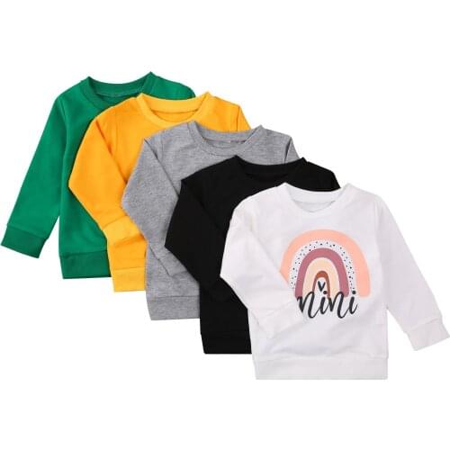 5Colors Toddler Kid Boy Girl Rainbow Sweatshirts Letter Long Sleeve Hoodies Casual Children Clothes