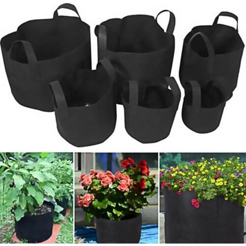 9pcs Felt Planting Grow Bags Breathable Plants Growing Bag Garden Flower Pouches Plants Grow Bags For Home Garden Planter