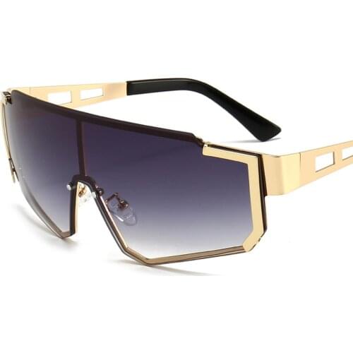 Oversized Womens Sunglasses Fashion Sun Glasses Large Frame Windproof Cool Shade Men Flat Top Driving Mirror UV One-piece Lens