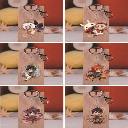 Game genshin Zhongli HuTao acrylic key chain pendant Fans Keyrings