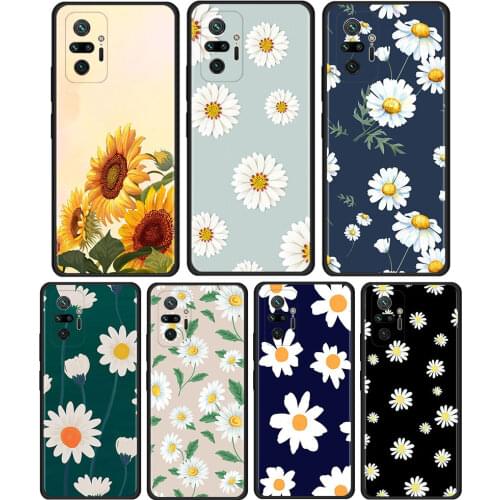 Summer Sunflower Floral Cover For Xiaomi Redmi Note 10 Pro 8T 9T 7 8 9 Pro 9S 10 5G 9A 8 Pro Cell Phone Case Black Soft Shell