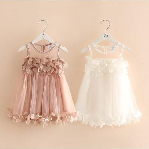 Baby Mesh Vest Dress 2021 Summer New Girls' Clothing Childrens Three-Dimensional Flower One-Piece Dress Princess Dress Girl