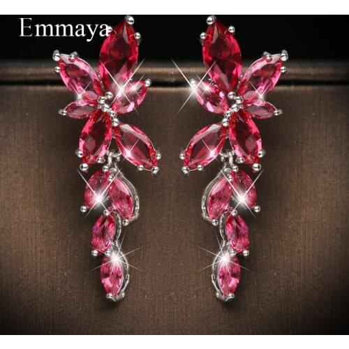 Emmaya Shiny Zirconia Earring For Women Two Color Charming Flower Shape Ornament Party Popular Dress-Up Fashion Jewelry