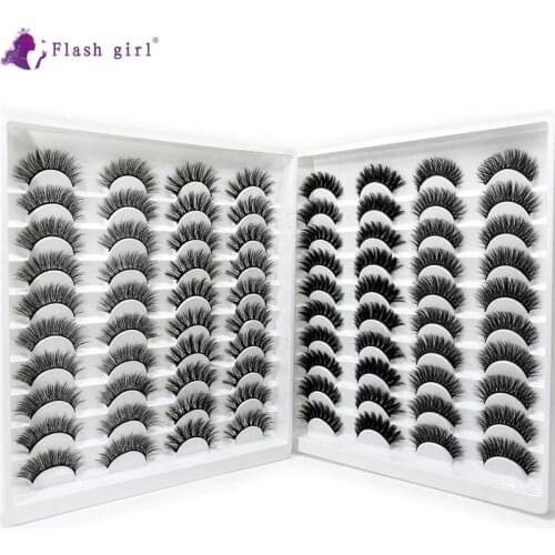 Flash Girl New 40 Pairs Multipack 3D Mink Eyelashes Natural Soft Thick Eye Lashes Fluffy Fake Eyelash Makeup Tools