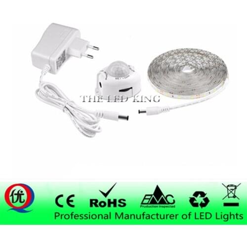 DC12V LED Strip Motion Sensor Light Auto ON/OFF Flexible LED Tape 1M 2M 3M 4M 5M 10M SMD2835 Bed light with power supply