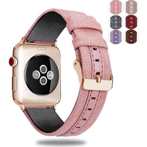 Essidi Canvas Watch Band Strap For Apple Watch Series 5 4 3 2 1 Wristband Strap Clasp For Apple Watch 38 40 42 44mm