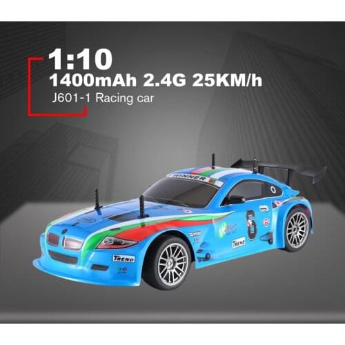 J601-1--9 1/10 1400mAh 2.4G Racing Car 1:10 RC Model Car 25KM/h Flat Sports Drift Vehicle Toys 2 Batteries EU Plug For Children