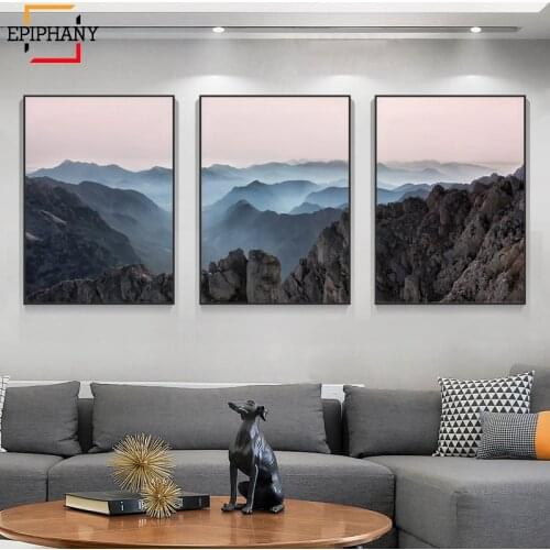 Modern Mountain Prints Wall Art Nature Landscape Canvas Paintings Scandinavian Painting Picture for Living Room Home Decor