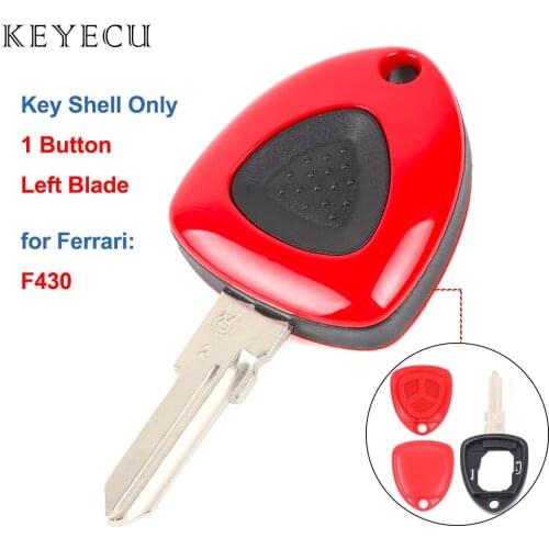 Keyecu Shell Only 1 Button Remote Key Case Fob Housing Cover with Left Blade for Ferrari F430 2005 2006 2007 2008 2009