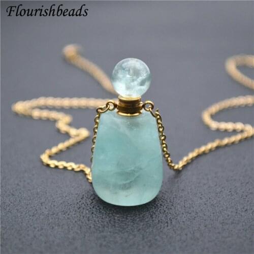 Beautiful Perfume Bottle Pendant Natural Gemstone Essential Oils Perfume Bottle Pendant Necklace Fine Jewelry Elegant Women Gift