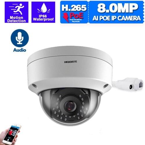 CCTV POE IP Dome Security Camera 4K Waterproof Outside Audio Video Surveillance Cameras System 8MP ONVIF IP Monitoring Cam H.265
