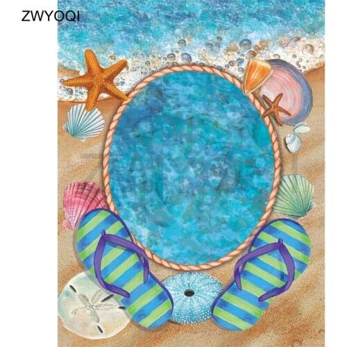 Full Square Diamond embroidery Cross stitch slippers Diamond painting Starfish shell Full Round Diamond mosaic Swimming pool sea