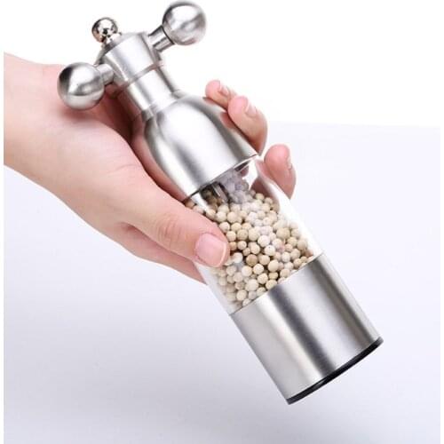 Pepper Grinder mill 304 Stainless Steel Food Safe Ceramic Burr Manual Salt Grinder Hand Driven Pepper Mill Faucet Valve Shape